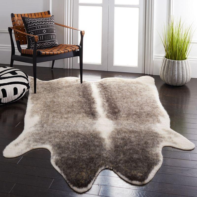 Ivory and Gray Faux Cowhide 6' x 8' Rug