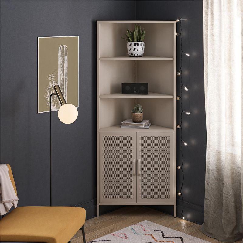 Novogratz Channing Corner Storage Cabinet with 2 Doors, Parchment
