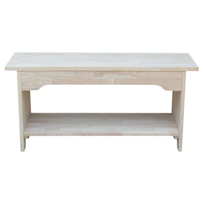 36" Brookstone Bench - International Concepts: Solid Wood, Unfinished, Rectangular Shape, Seats 2