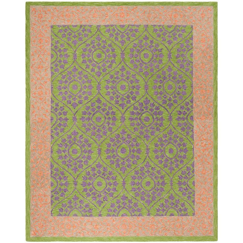 Suzani SZN102 Hand Hooked Indoor Area Rug - Green/Violet - 8'x10' - Safavieh.
