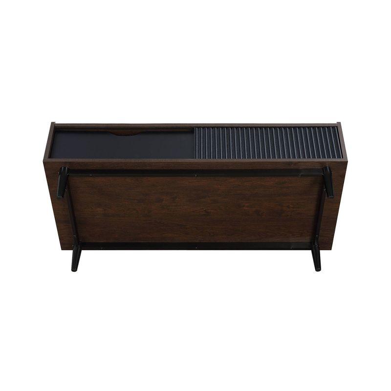 Manhattan Comfort Duane Ribbed Coffee Table with Drawer and Shelf Dark Brown/Black: Rectangular, MDF, Living Room Furniture