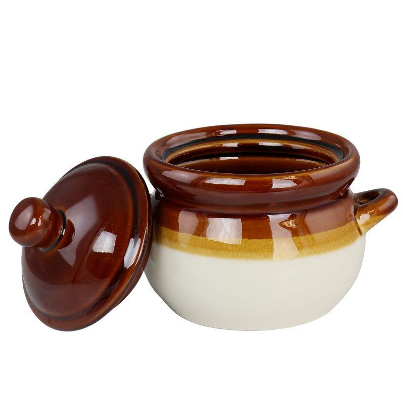 Elama 4 Piece Double Handle 15 Ounce French Onion Soup Bowl with Lid