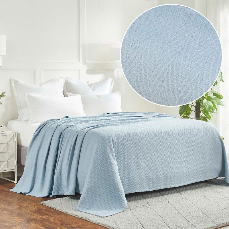 King Size Light Blue Chevron Zig-Zag Cotton Throw Blanket