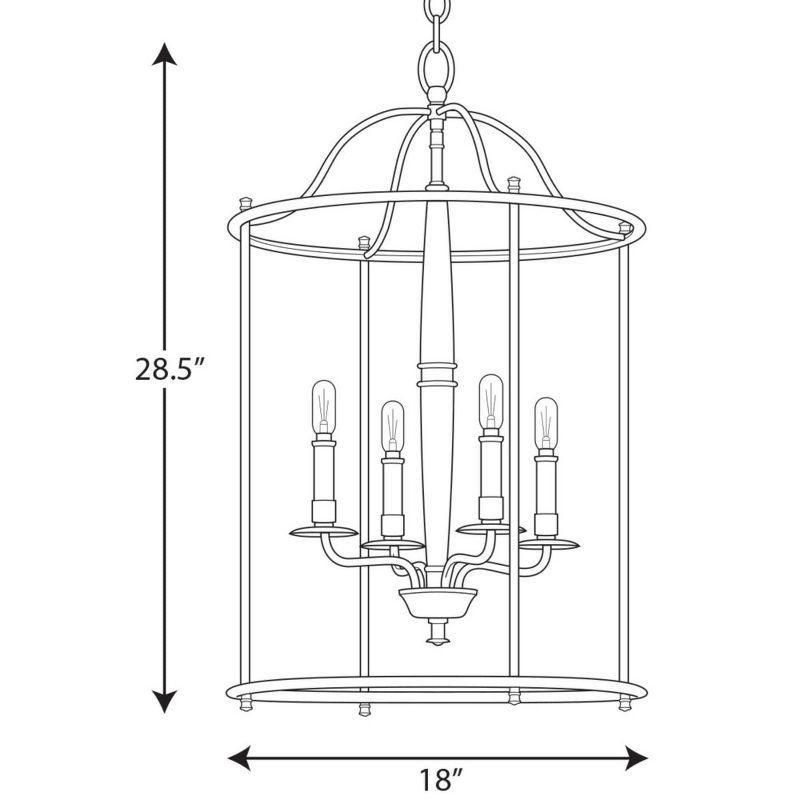 Progress Lighting Durrell 4-Light Foyer Pendant, Matte Black, Open-Cage, No Shade