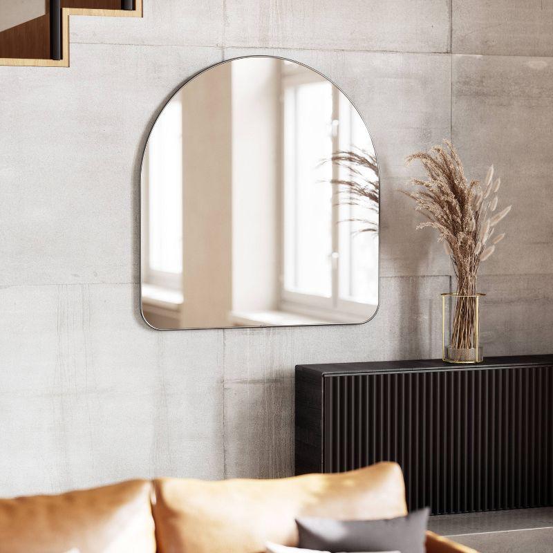 34" x 36" Hubba Arched Mirror Metallic Titanium - Umbra: Modern Oval Wall Mount, No Assembly, Steel Frame