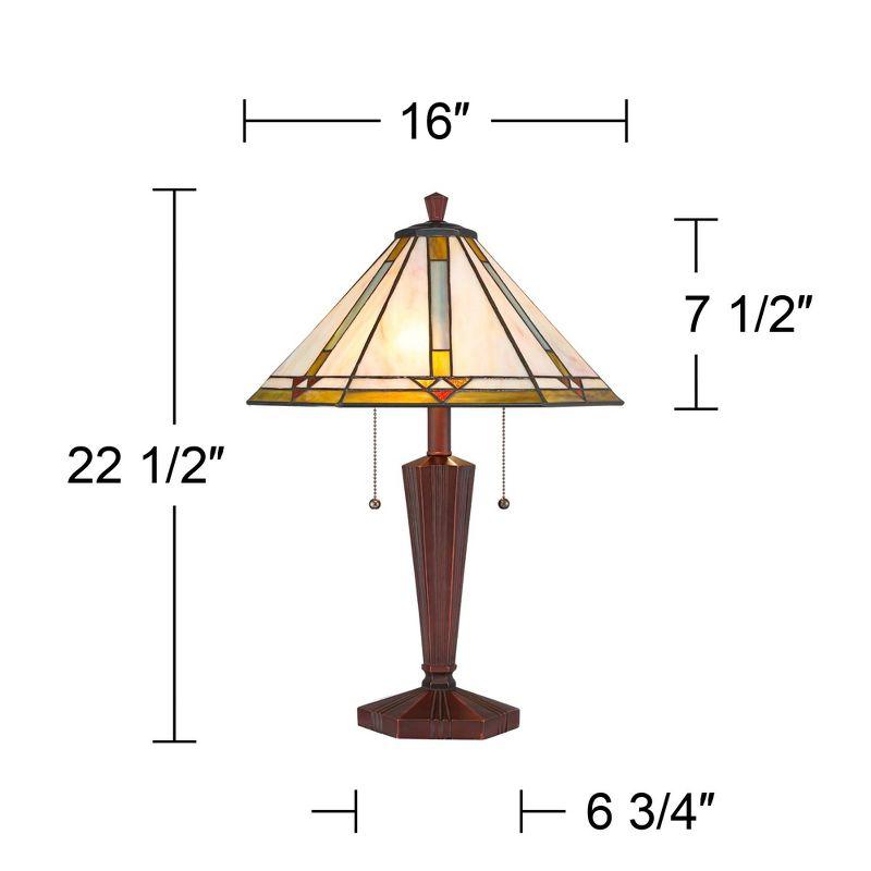 Robert Louis Tiffany Landford Traditional Mission Accent Table Lamp 22 1/2" High Bronze Stained Art Glass Shade for Bedroom Living Room Bedside Office