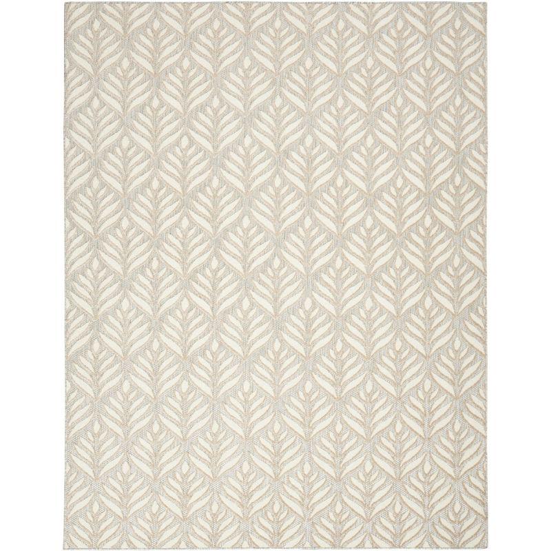 Nourison Aloha Tropical Palm Flatweave High-Low Indoor Outdoor Area Rug Ivory Grey 3'6" x 5'6"