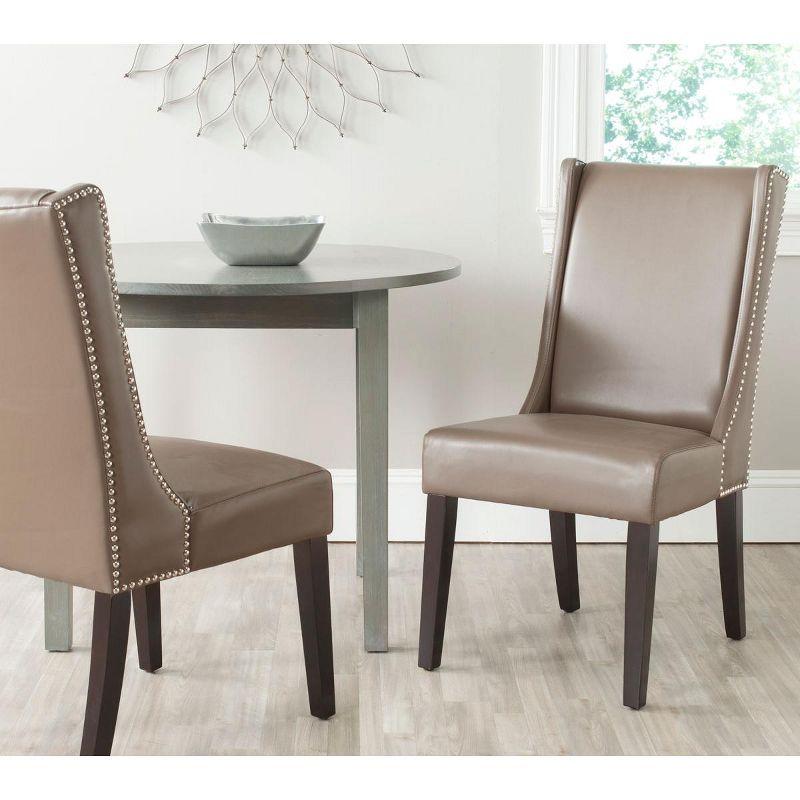 Transitional Gray Leather Upholstered Parsons Side Chair