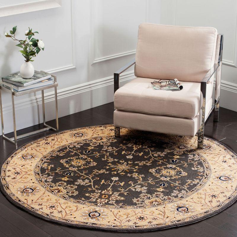 Easy Care EZC751 Hand Hooked Area Rug - Grey/Cream - 8' round - Safavieh.