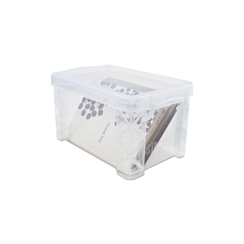 Advantus Super Stacker Storage Boxes, Holds 400 3 x 5 Cards, 6.25 x 3.88 x 3.5, Plastic, Clear