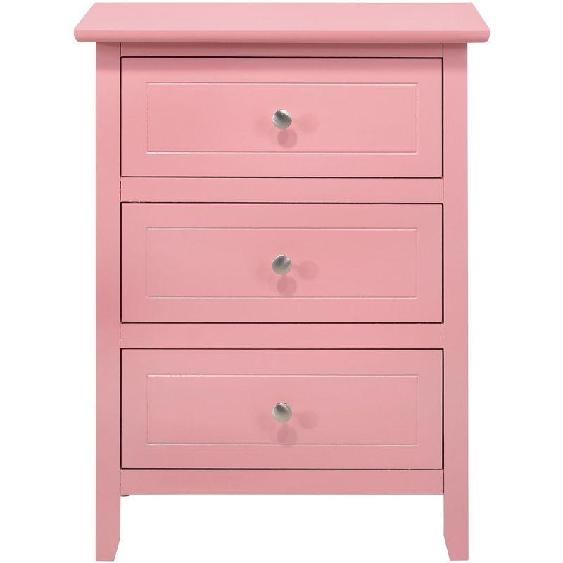 Daniel Pink 3-Drawer Solid Wood Nightstand