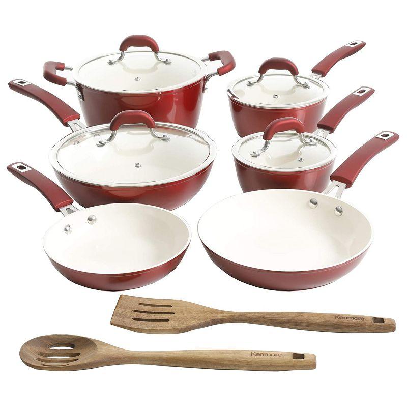 Kenmore 12-Piece Metallic Red Aluminum Nonstick Cookware Set