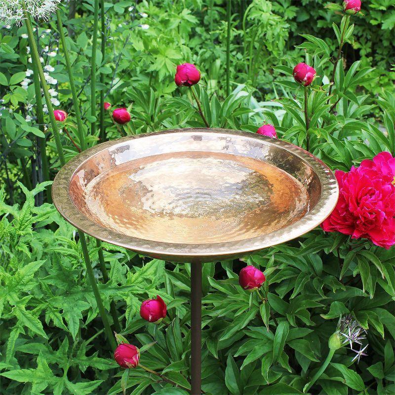 2.5" Hammered Copper Birdbath Bowl with Stake Polished Copper Plated - Achla Designs