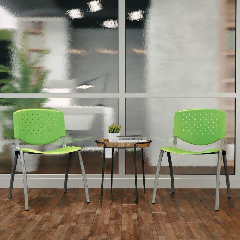 Green Plastic Stacking Reception Chair with Metal Frame