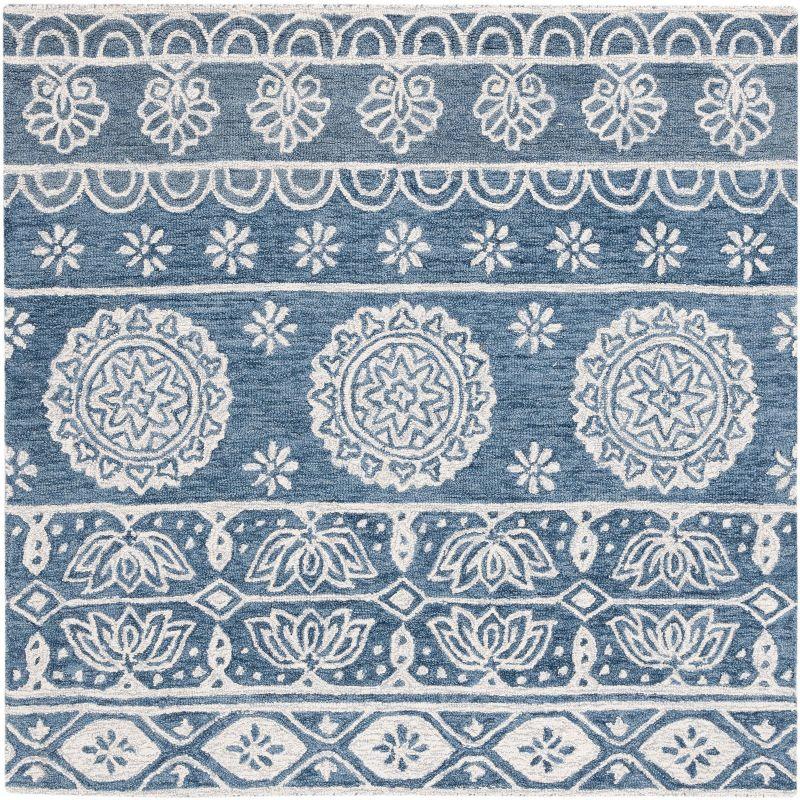 Micro-Loop MLP607 Hand Tufted Area Rug - Blue/Ivory - 5'x5' - Safavieh.
