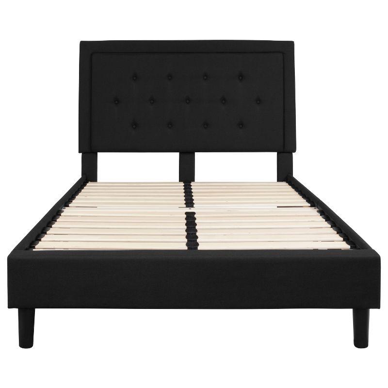 Elegant Full/Double Tufted Upholstered Platform Bed in Black