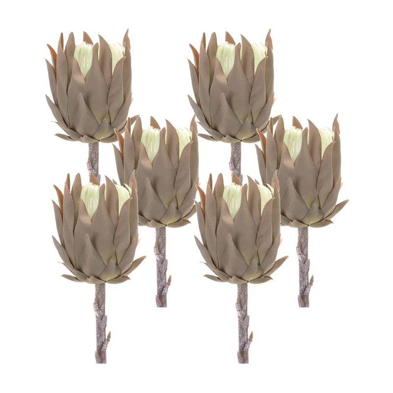 Brown 20" Plastic Protea Stem Arrangement Set