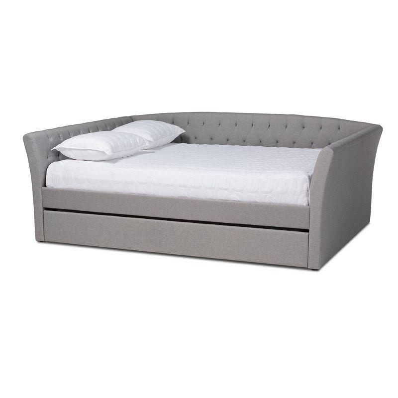 Full Gray Upholstered Wood Frame Daybed with Trundle