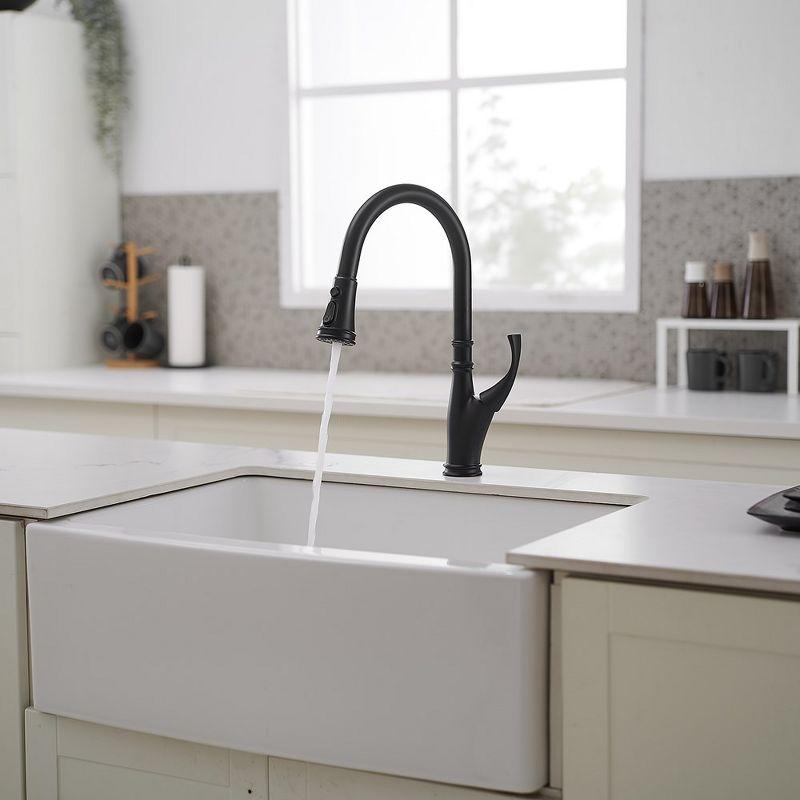 Single Handle Deck Mount Pull Down Sprayer Kitchen Faucet