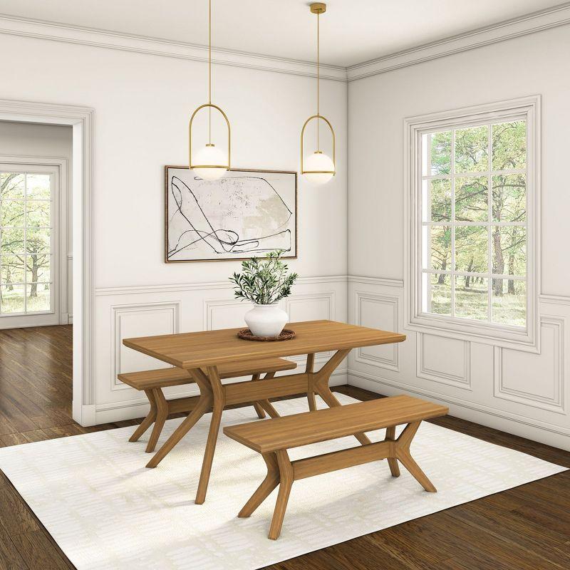 Plank+Beam Solid Wood Verso Dining Bench, 48" Entryway Bench, Minimalist Room Bench, Pecan
