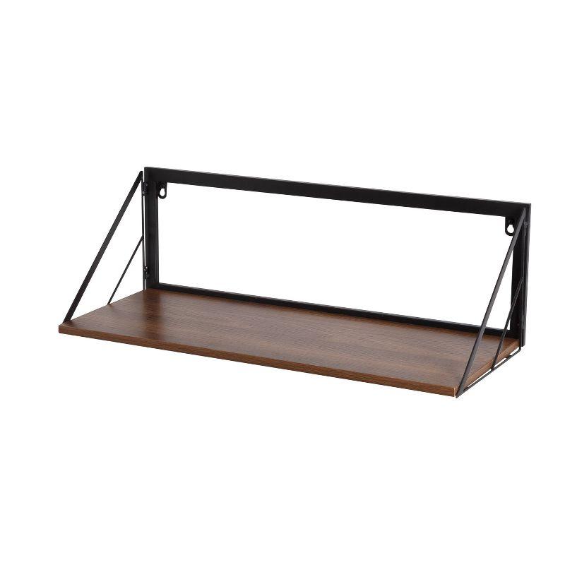 Honey-Can-Do Large Laundry Wall Shelf with Wood Walnut: 24 Inch Floating Shelf, Steel Frame, 15 lb Capacity