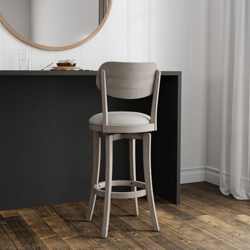 Sloan Barstool Gray - Hillsdale Furniture: Swivel, Upholstered, Aged Wood Finish, 43.5" Height