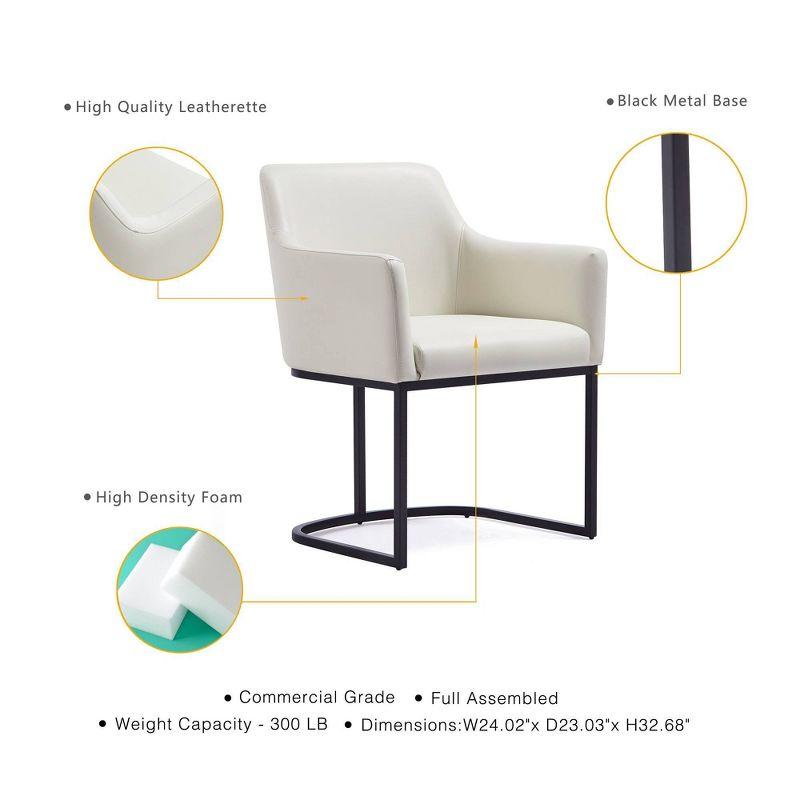 Set of 6 Serena Modern Leatherette Upholstered Dining Chair Set Cream - Manhattan Comfort: No Assembly, Steel Legs