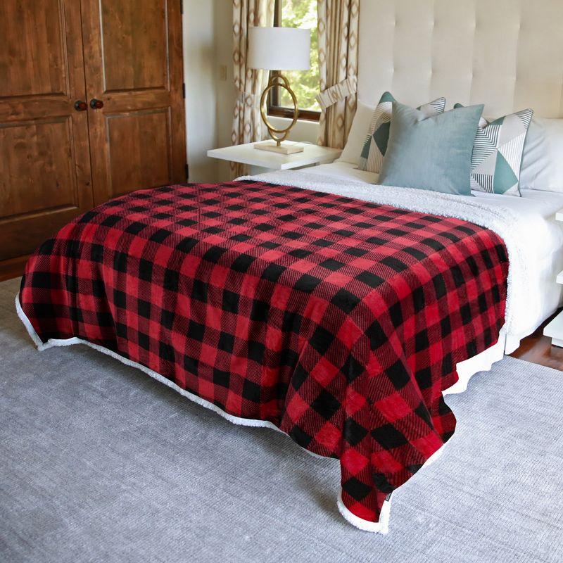 Catalonia Velvety Fleece Blanket Throw, Super Soft Warm Fleece Plush Bed Blanket, 60"x80", Winter Caring Gift, Christmas Gift, Red Plaid