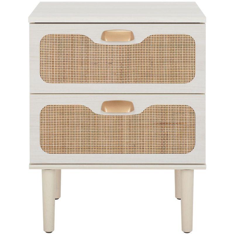 Irelia 2 Drawer Nightstand - Bleached White/Natural - Safavieh