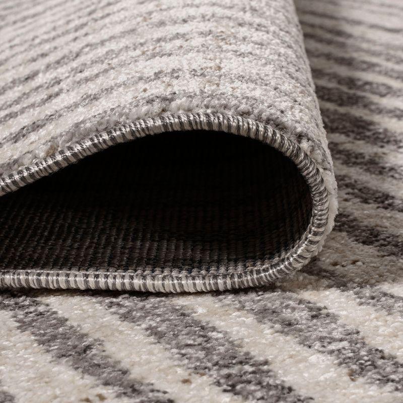 3'x5' Skoura Modern Bold Stripe Area Rug, Beige/Dark Gray - JONATHAN Y