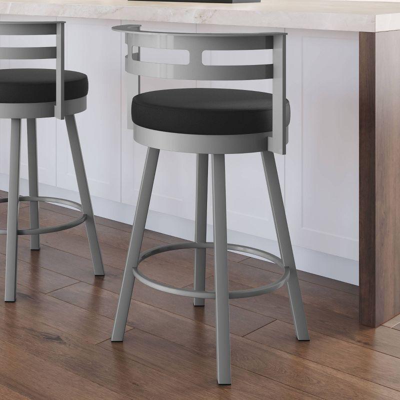 Amisco Render Upholstered Counter Height Barstool: Faux Leather, Steel Frame, Fixed Height