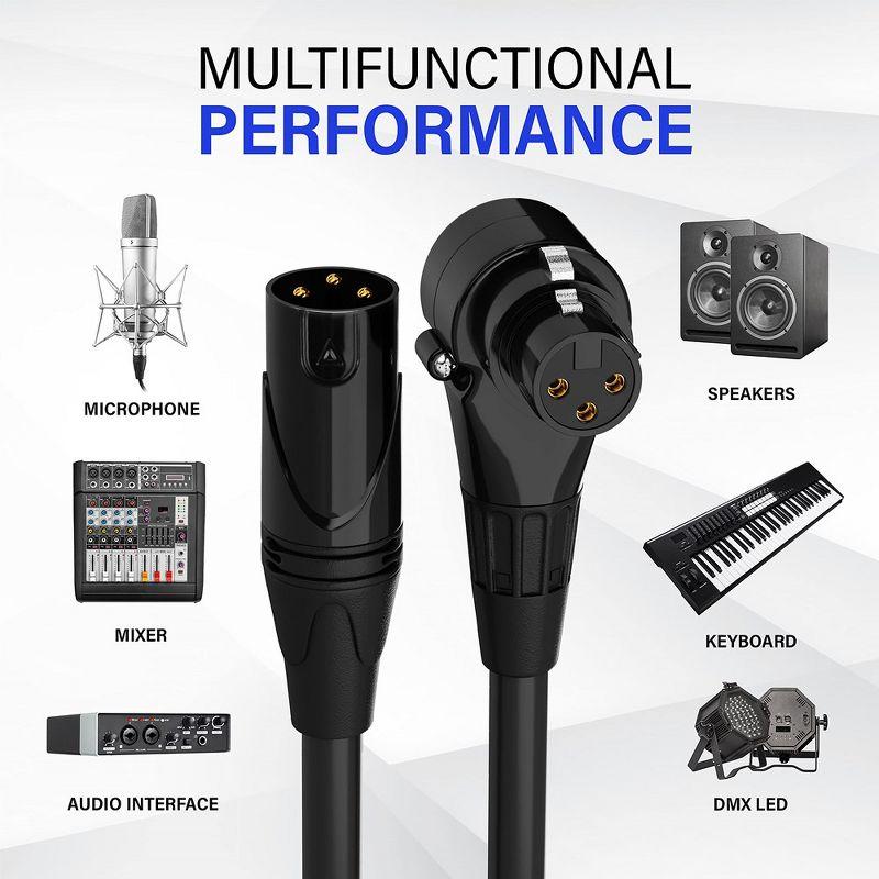 LyxPro Right Angle Male-to-Female XLR Microphone Cable