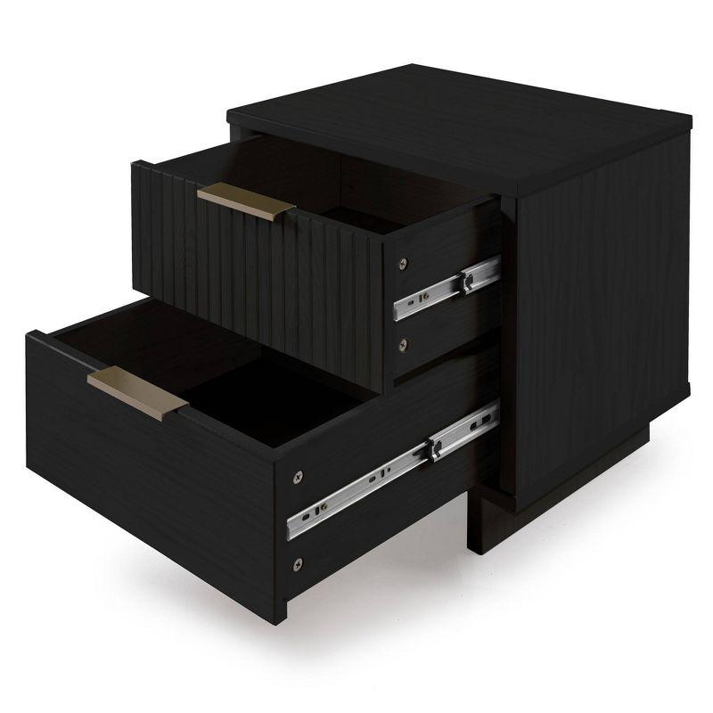 Granville Modern 2 Drawer Nightstand Black - Manhattan Comfort: Bedside Table with Storage, Painted Wood Finish