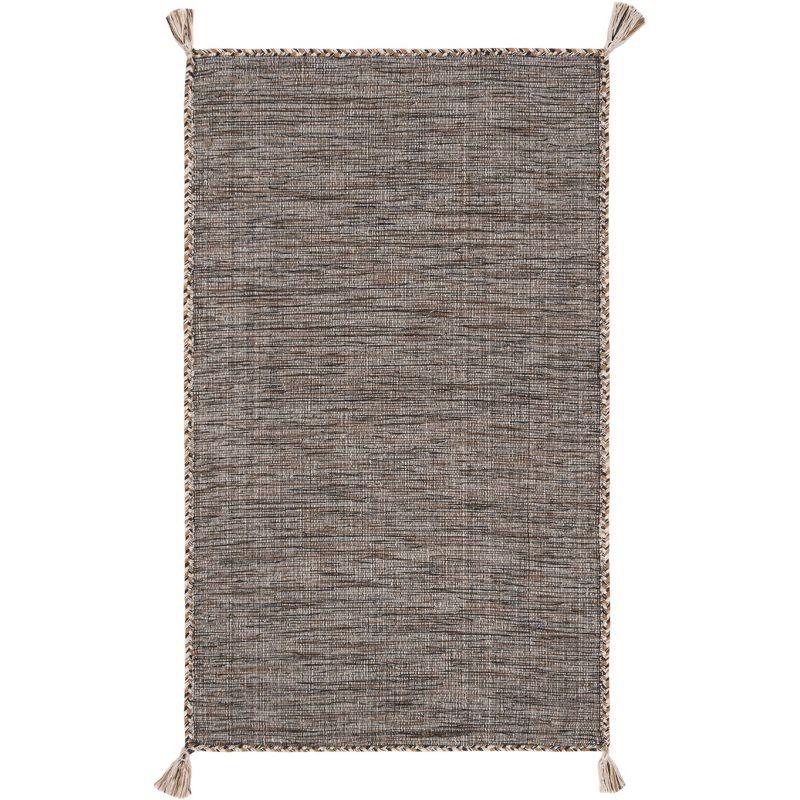 Coastal Charm Black and Beige Handwoven Cotton Area Rug - 27" x 4"