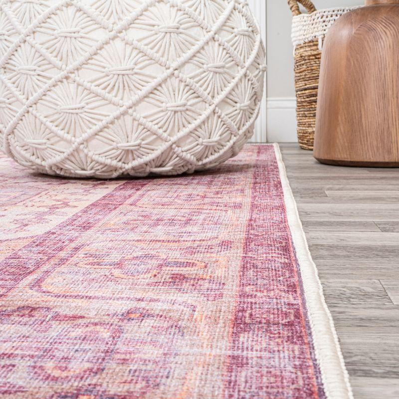 2' x 8' Alacati Ogee Medallion Machine Washable Indoor/Outdoor Runner Rug, Red/Orange/Cream - JONATHAN Y