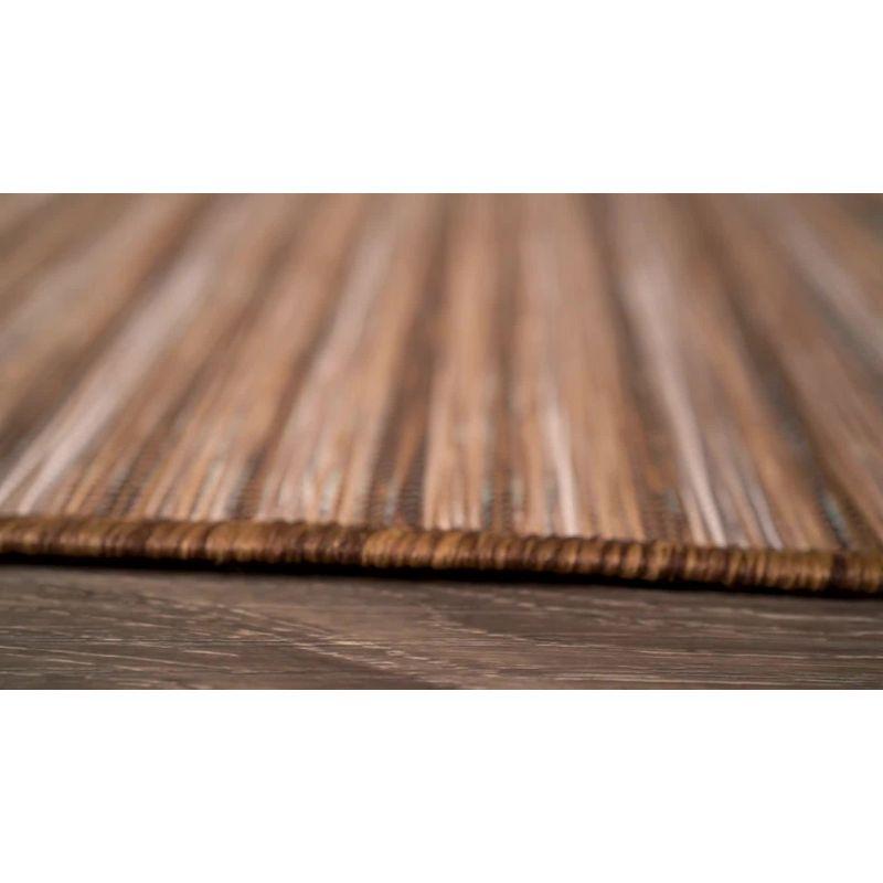 6' round Finn Modern Farmhouse Pinstripe  Area Rug, Natural/Brown - JONATHAN Y