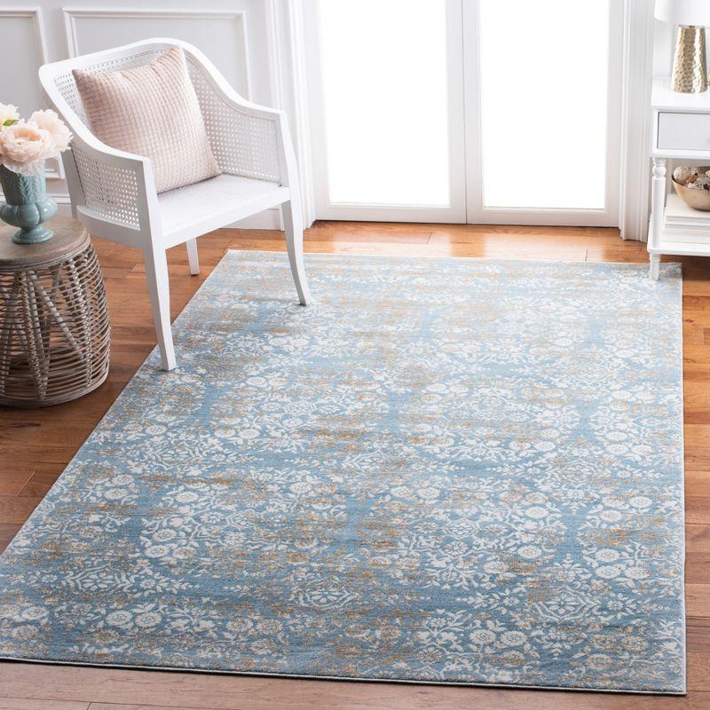 Denim Blue and Ivory Geometric Hand-knotted Area Rug