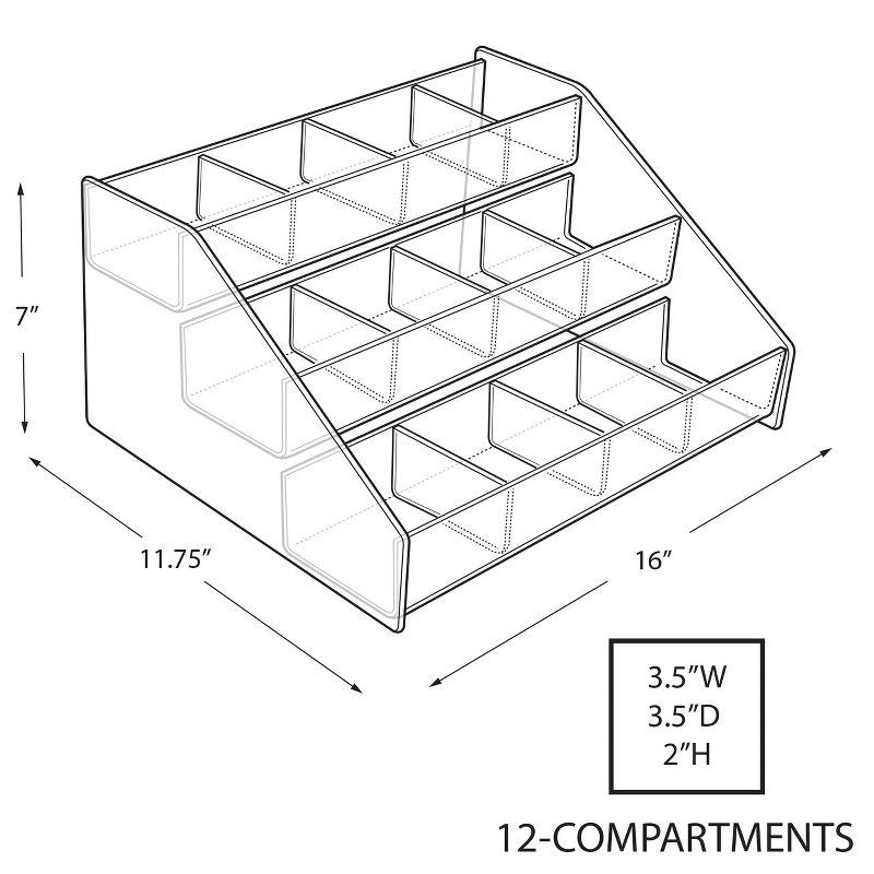 Azar Displays NEW Three-Tier Shelf, 12 Compartment Counter Step Display, 16" wide