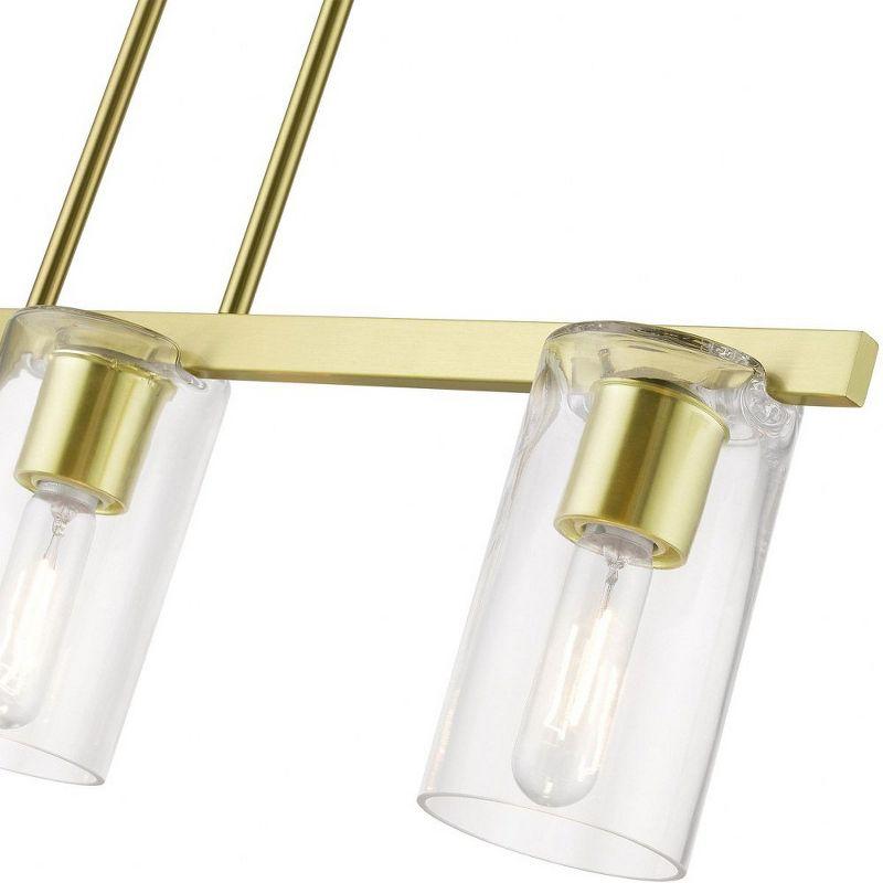 Clarion Satin Brass 3-Light Linear Chandelier with Clear Glass