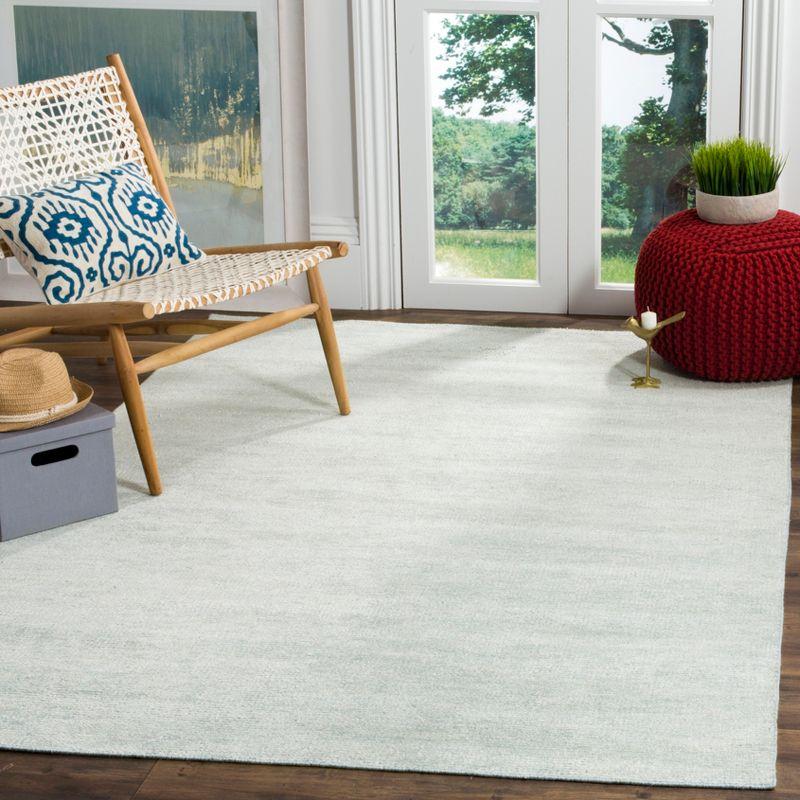 Rosecliff Heights McArthur Stone Wash Hand Knotted Viscose/Cotton Solid Color Rug in Light Blue