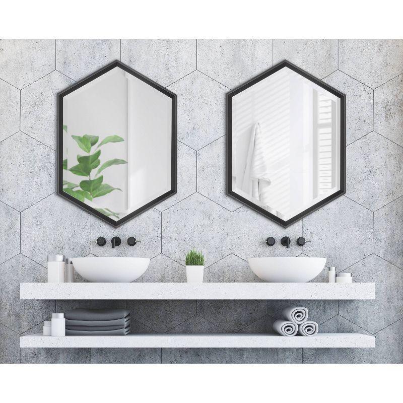 22" x 31" Calder Hexagon Wall Mirror Black - Kate & Laurel All Things Decor: Modern Beveled Edge, No Assembly Required, Wall Mount