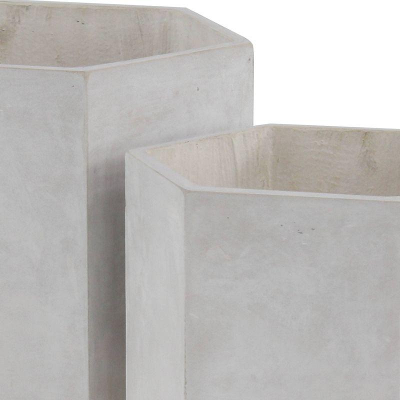 Gray Fiber Clay Planter Set with Beech Wood Legs