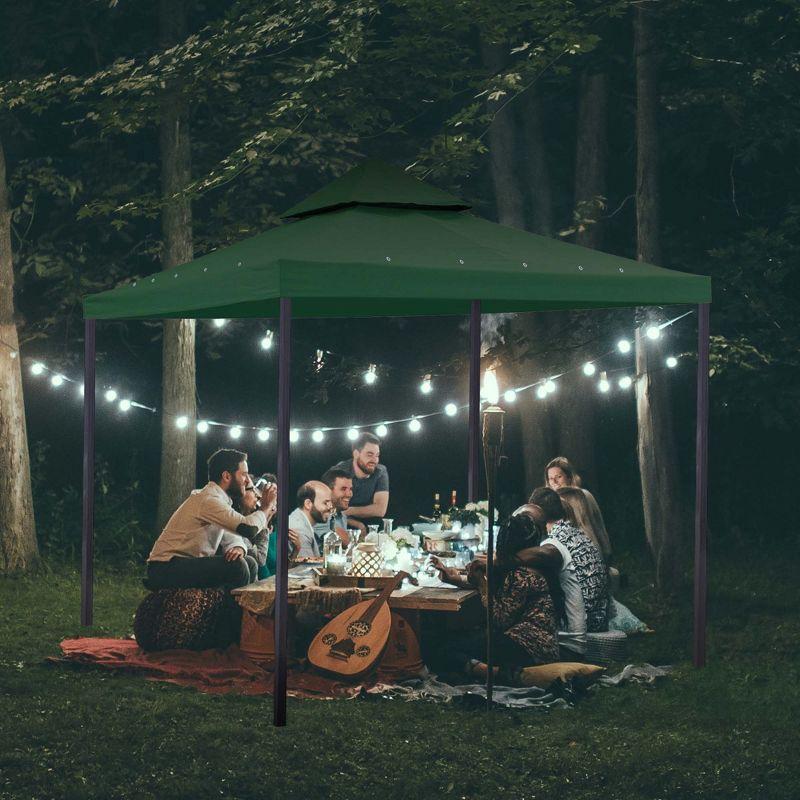 Green Polyester 10'x10' Dual-Tier Gazebo Canopy Replacement