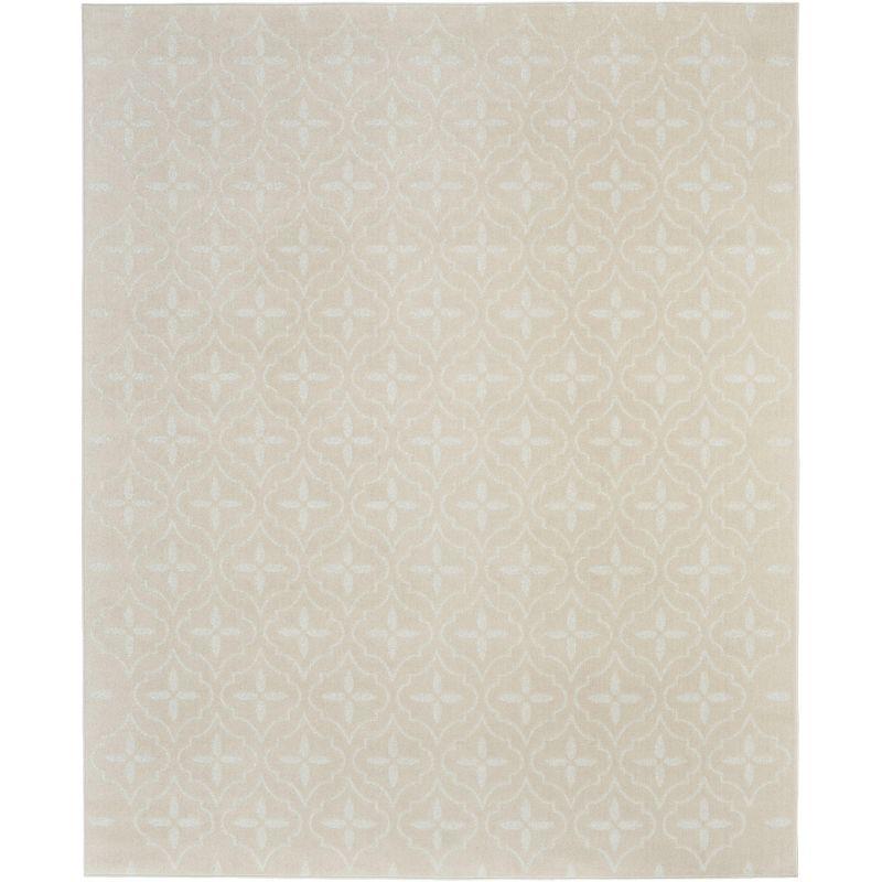 Nourison Essentials Moroccan Modern Indoor Outdoor Rug Ivory Beige 6' x 9'
