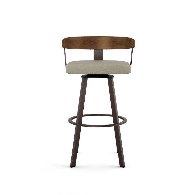 Amisco Lars Upholstered Counter Height Barstool: Faux Leather, Steel Frame, 26" Seat Height