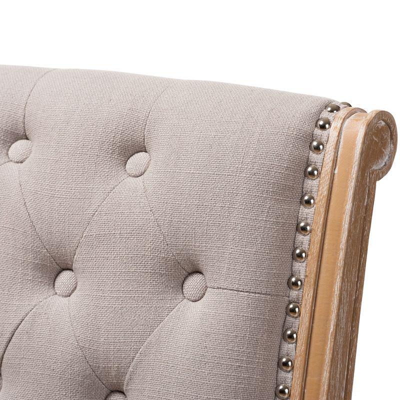 Charmant Wood Dining Chair Light Beige - Baxton Studio: French Provincial, Foam-Padded, Nailhead Trim