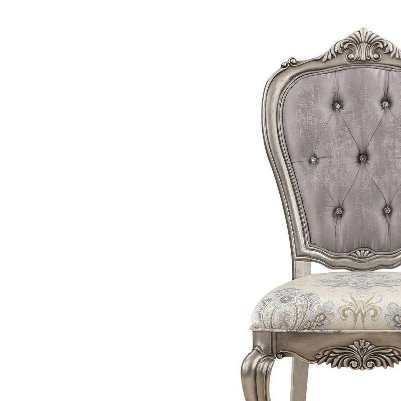 26" Ariadne Dining Chair Velvet, Antique Platinum Finish - Acme Furniture: No Assembly, Wood Frame