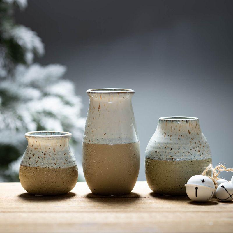 Sullivans Set of 3 Petite Ceramic Vases 3"H, 4.5"H & 5.5"H Blue and Brown