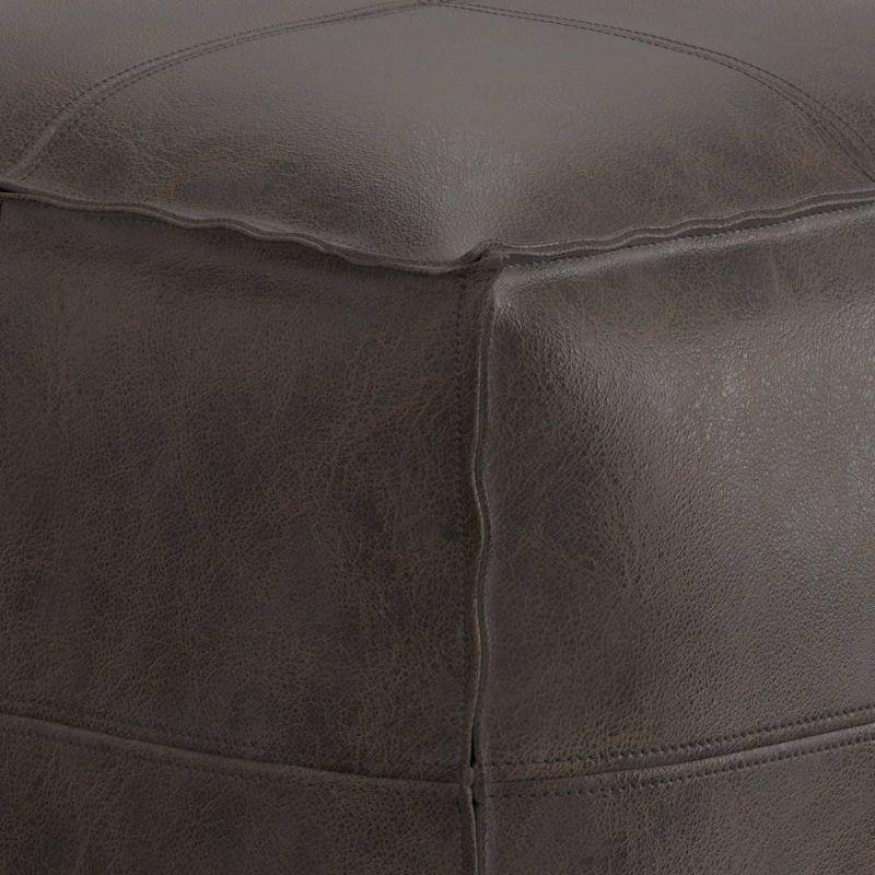 Erving Square Pouf Distressed Dark Brown - WyndenHall: Genuine Buffalo Leather, No Assembly Required, 250lb Capacity