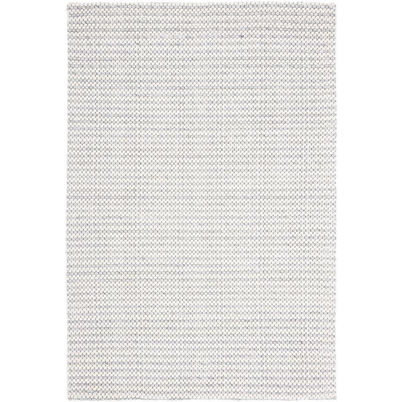 Light Grey and Ivory Rectangular Wool Flat Woven Rug, 3' x 5'